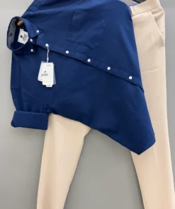 Sophisticated Oxford Cotton Shirt & Cream Trouser Set