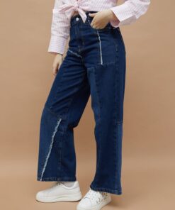 Trendy Patch Paneled Flared Jeans for Travel Weekend and Office Looks