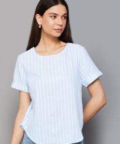Stylish Blue Striped Regular Top for All Occasions