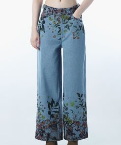 Versatile Printed Wide Leg Jeans Perfect for Office Street and Weekend Wear