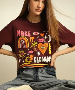 Maroon Casual Printed Cotton T-Shirt