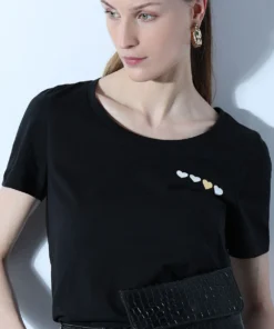 Black Women’s Organic Cotton Round Neck T-Shirt