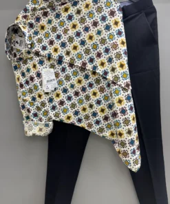 Black Pant Paired with Rayon Printed Shirt for Men