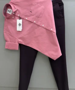 Minimalist Oxford BD Cotton Shirt & Purple Pant Set
