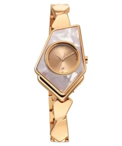 Sleek Girls Quartz Watch Rose Gold Dial Stylish Metal Strap