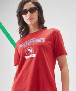 Women Red Printed Round Neck T-Shirt