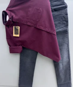 Timeless Oxford Cotton Shirt with Dark Grey Denim Jeans