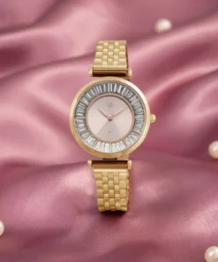 Premium Girls Quartz Analog Watch Rose Gold Dial Rose Gold Stainless Steel Strap