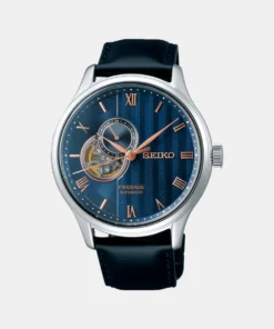 Presage Men Automatic Blue Dial Analog Watch with Premium Leather Band