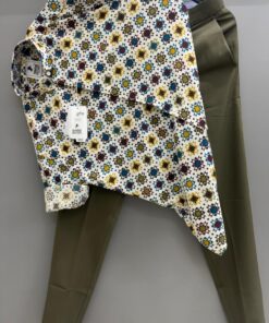 Royal Style Printed Shirt with Tailored Olive Green Pant