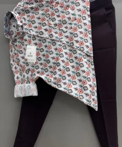 Elegant White Shirt with Orange Dot Design & Maroon Pant