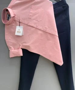 Comfortable Men’s Oxford Cotton Shirt with Navy Blue Pant