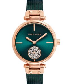 Women’s Designer Round Green Watch with Sparkling Diamond Details