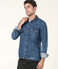 Classic Blue Denim Shirt for Men Indigo Stallion