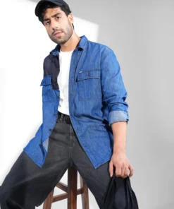 Mood Indigo Trendy Two Tone Denim Shirt for Everyday Wear